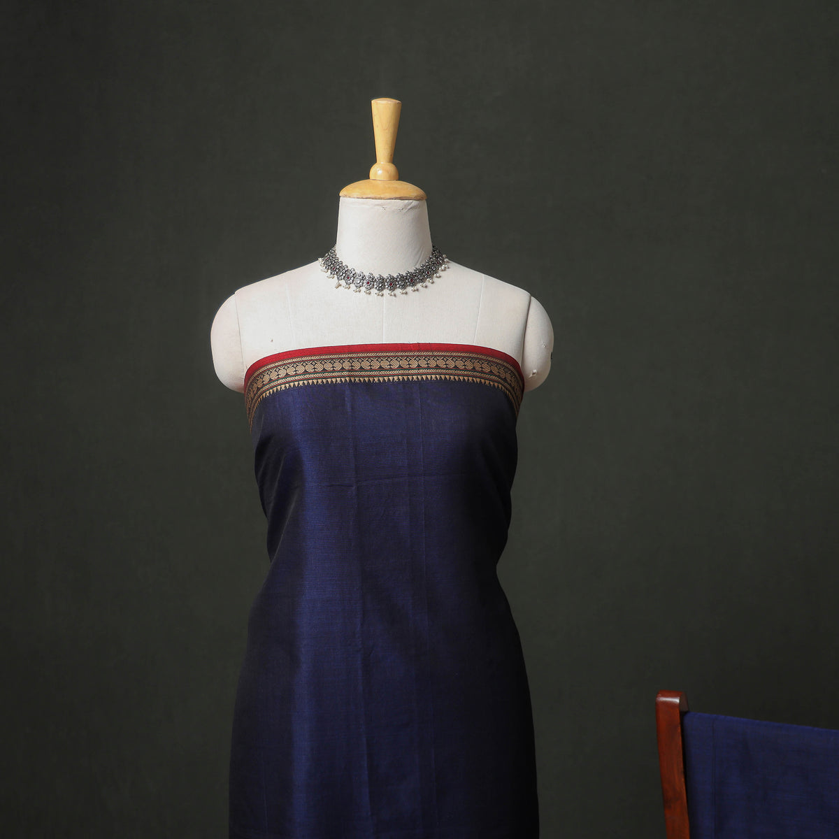 Dharwad Cotton Plain Thread Border Unstitched Dress Material: Kurta, Bottom & Dupatta 29