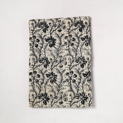 White - Kalamkari Block Printed Cotton Precut Fabric (1.6 meter) 02