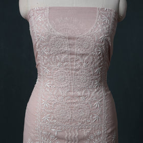 Lucknowi Chikankari Kota Doria Cotton Semi Stitched Dress Material: Kurta with Dupatta 16