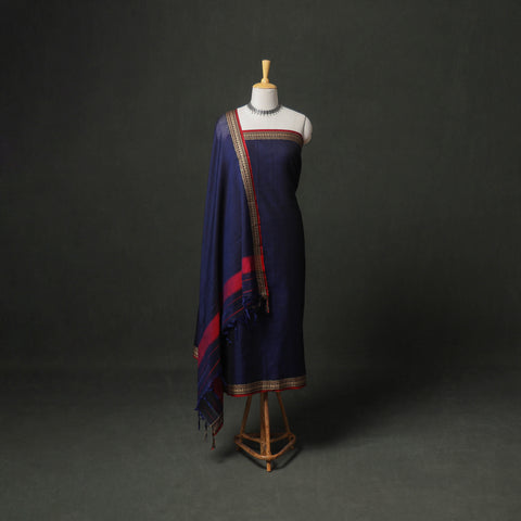 Dharwad Cotton Plain Thread Border Unstitched Dress Material: Kurta, Bottom & Dupatta 29