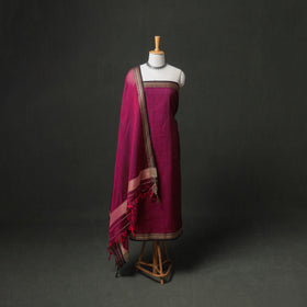 Dharwad Cotton Plain Thread Border Unstitched Dress Material: Kurta, Bottom & Dupatta 30