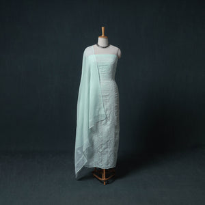 Lucknowi Chikankari Kota Doria Cotton Semi Stitched Dress Material: Kurta with Dupatta 17