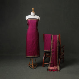 Dharwad Cotton Plain Thread Border Unstitched Dress Material: Kurta, Bottom & Dupatta 30