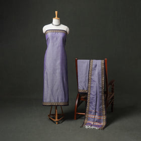 Dharwad Cotton Plain Thread Border Unstitched Dress Material: Kurta, Bottom & Dupatta 31