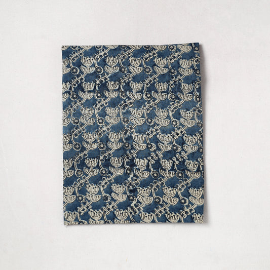 Blue - Kalamkari Block Printed Cotton Precut Fabric (0.9 meter) 11