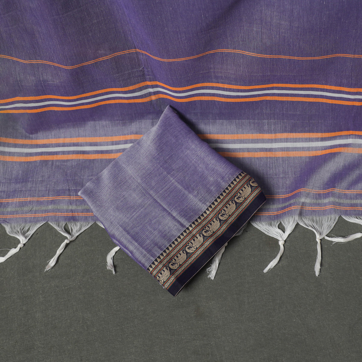 Dharwad Cotton Plain Thread Border Unstitched Dress Material: Kurta, Bottom & Dupatta 31