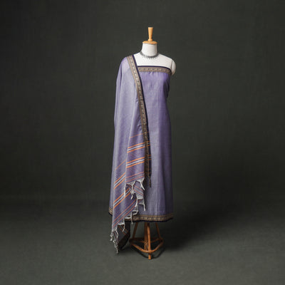 Dharwad Cotton Plain Thread Border Unstitched Dress Material: Kurta, Bottom & Dupatta 31