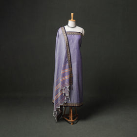 Dharwad Cotton Plain Thread Border Unstitched Dress Material: Kurta, Bottom & Dupatta 31