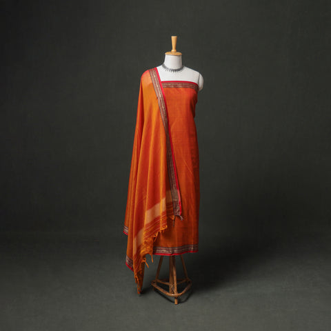 Dharwad Cotton Plain Thread Border Unstitched Dress Material: Kurta, Bottom & Dupatta 32