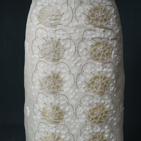 Lucknowi Chikankari Mukaish Work Organza Silk Unstitched Dress Material: Kurta with Dupatta 19