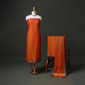 Dharwad Cotton Plain Thread Border Unstitched Dress Material: Kurta, Bottom & Dupatta 32