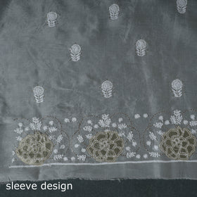 Lucknowi Chikankari Mukaish Work Organza Silk Unstitched Dress Material: Kurta with Dupatta 19