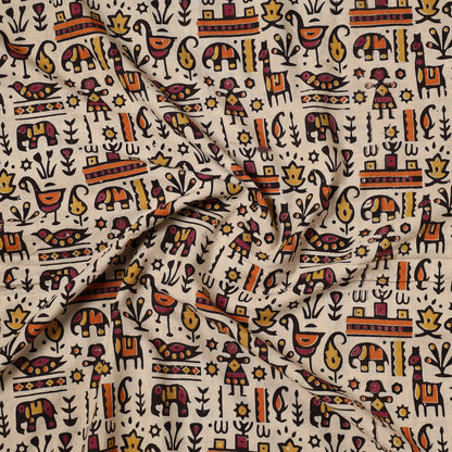 Multicolor - Kalamkari Printed Cotton Precut Fabric 15