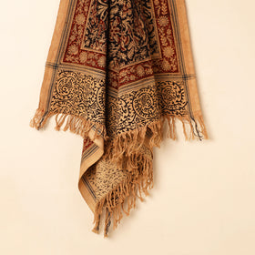 Black - Handloom Cotton Block Printed Pedana Kalamkari Towel 11