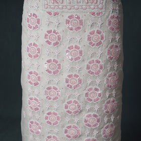 Lucknowi Chikankari Heavy Sequin & Beadwork Organza Silk Unstitched Dress Material: Kurta with Dupatta 20