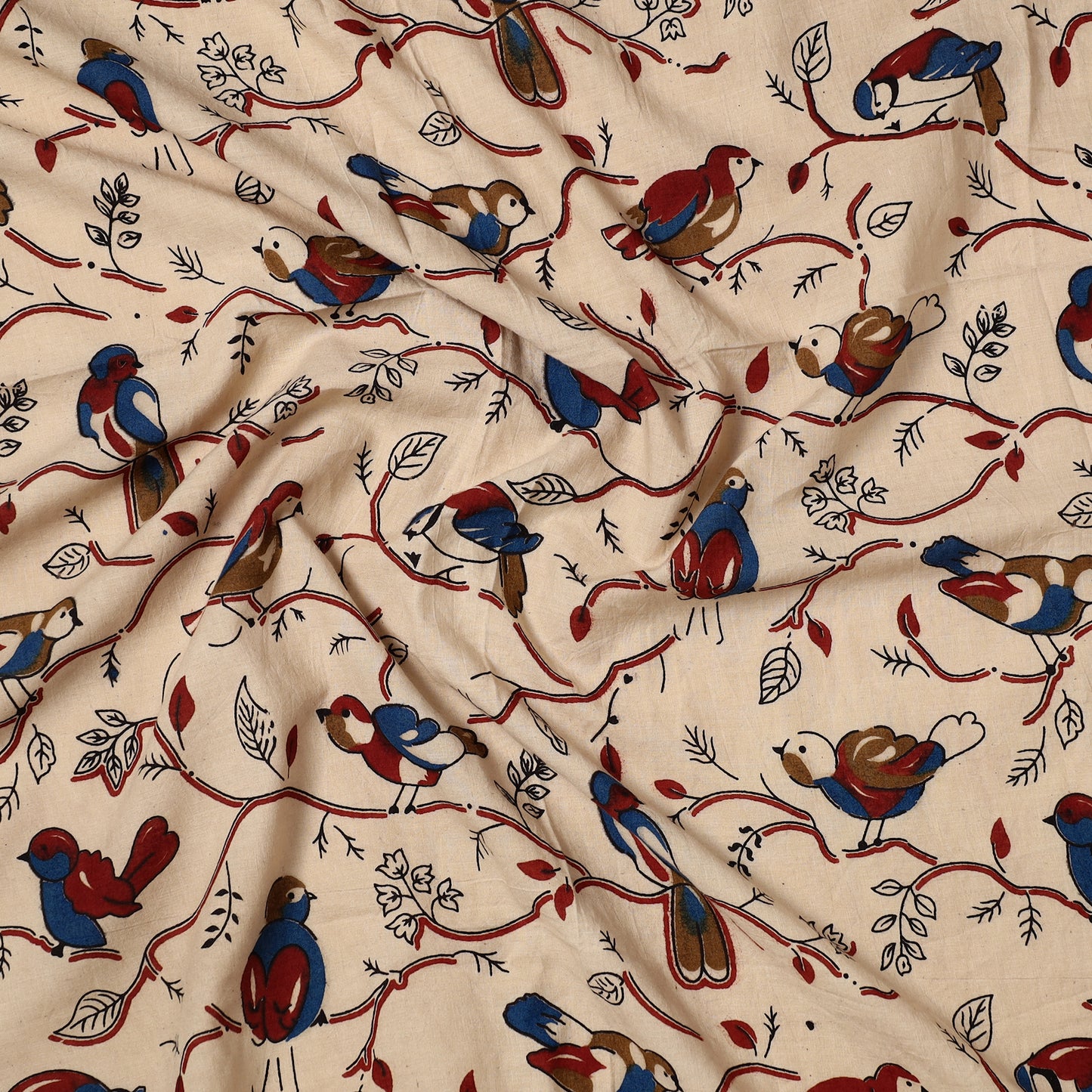 Beige - Kalamkari Printed Cotton Precut Fabric 17