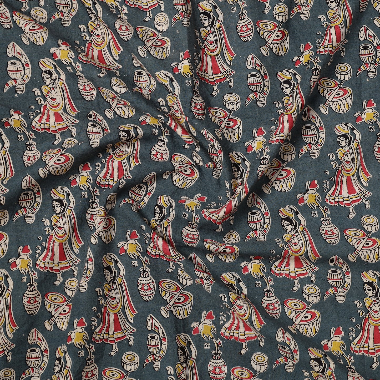 Green - Kalamkari Printed Cotton Precut Fabric (1.75 meter) 19