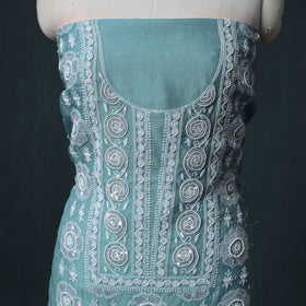 Lucknowi Chikankari Heavy Sequin & Beadwork Organza Silk Unstitched Dress Material: Kurta with Dupatta 21