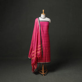 Dharwad Cotton Plain Thread Border Unstitched Dress Material: Kurta, Bottom & Dupatta 34