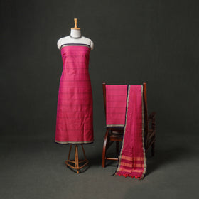Dharwad Cotton Plain Thread Border Unstitched Dress Material: Kurta, Bottom & Dupatta 34