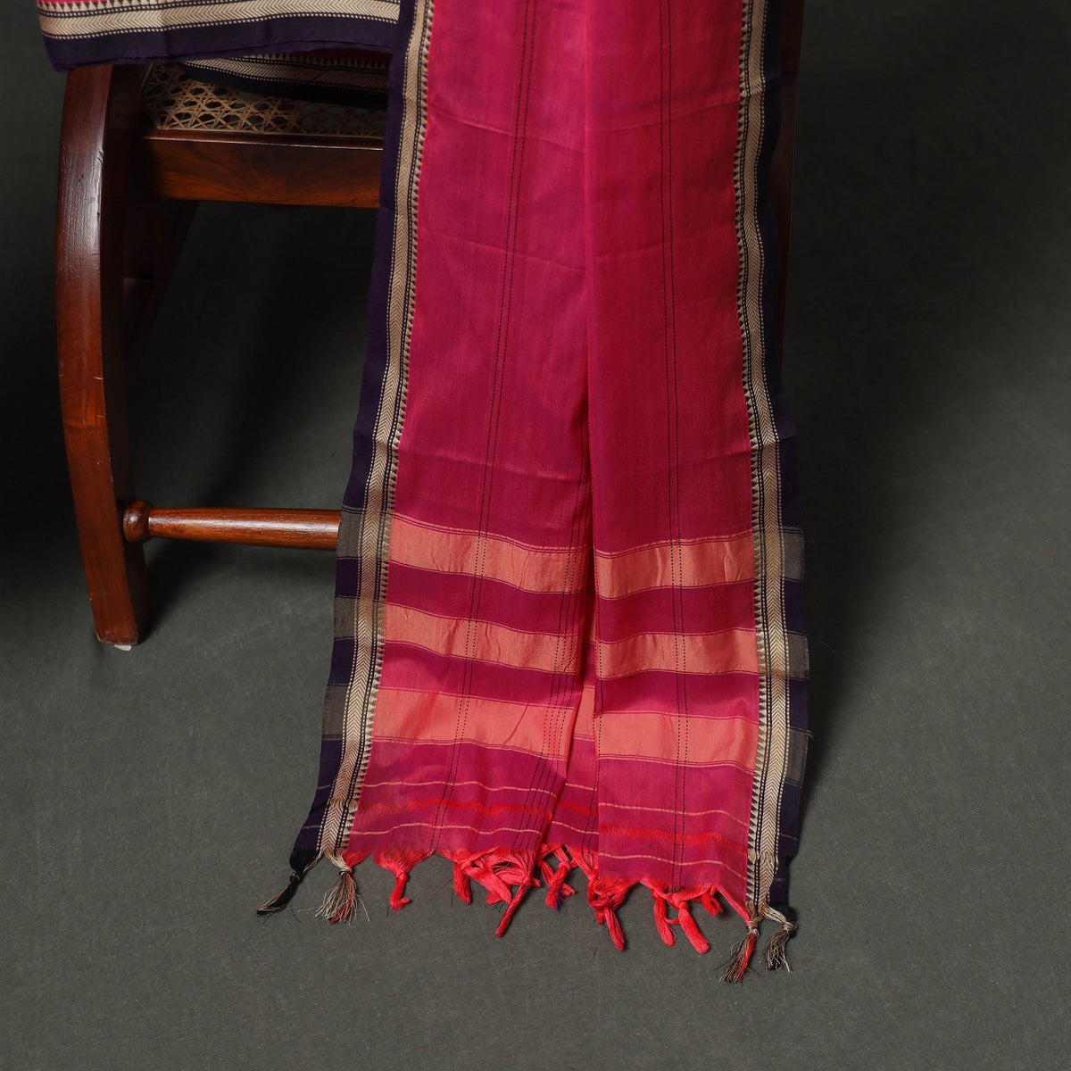 Dharwad Cotton Plain Thread Border Unstitched Dress Material: Kurta, Bottom & Dupatta 34