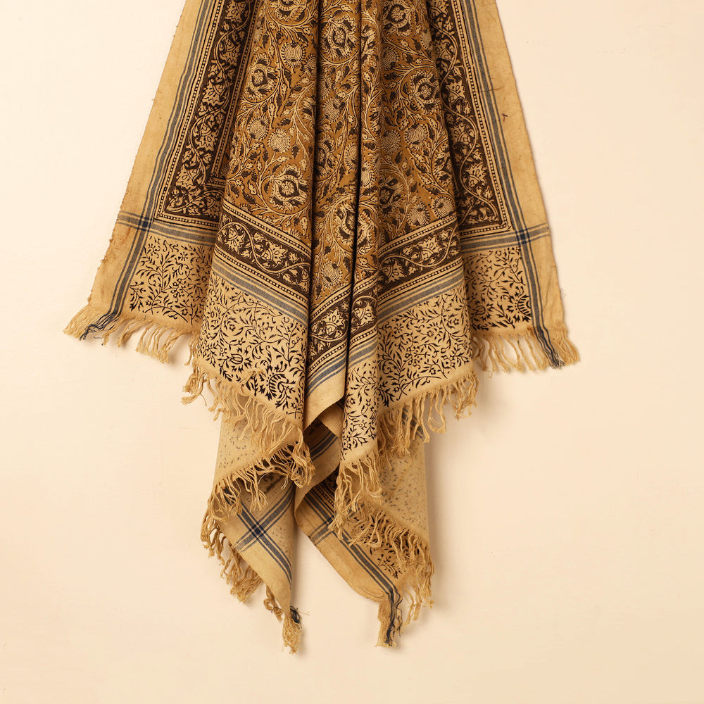 Brown - Handloom Cotton Block Printed Pedana Kalamkari Towel 16