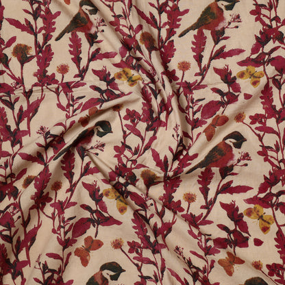 Beige - Kalamkari Printed Cotton Precut Fabric (0.9 meter) 23