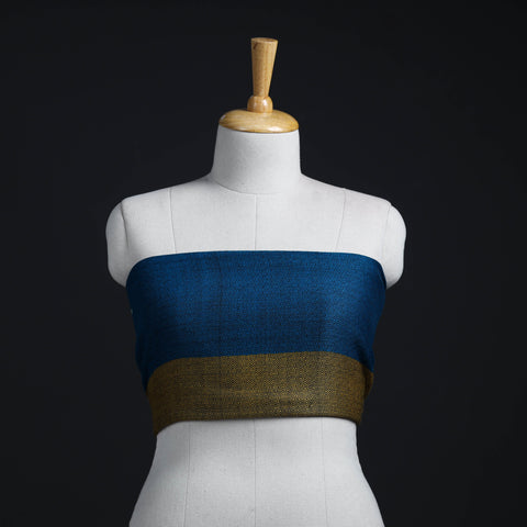 Blue - Woollen Plain Blouse Piece 16