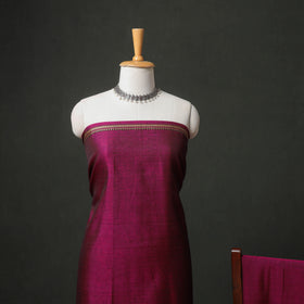 Purple - Dharwad Cotton Plain Thread Border Unstitched Dress Material: Kurta, Bottom & Dupatta 35