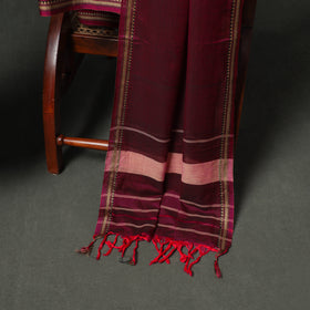 Purple - Dharwad Cotton Plain Thread Border Unstitched Dress Material: Kurta, Bottom & Dupatta 35
