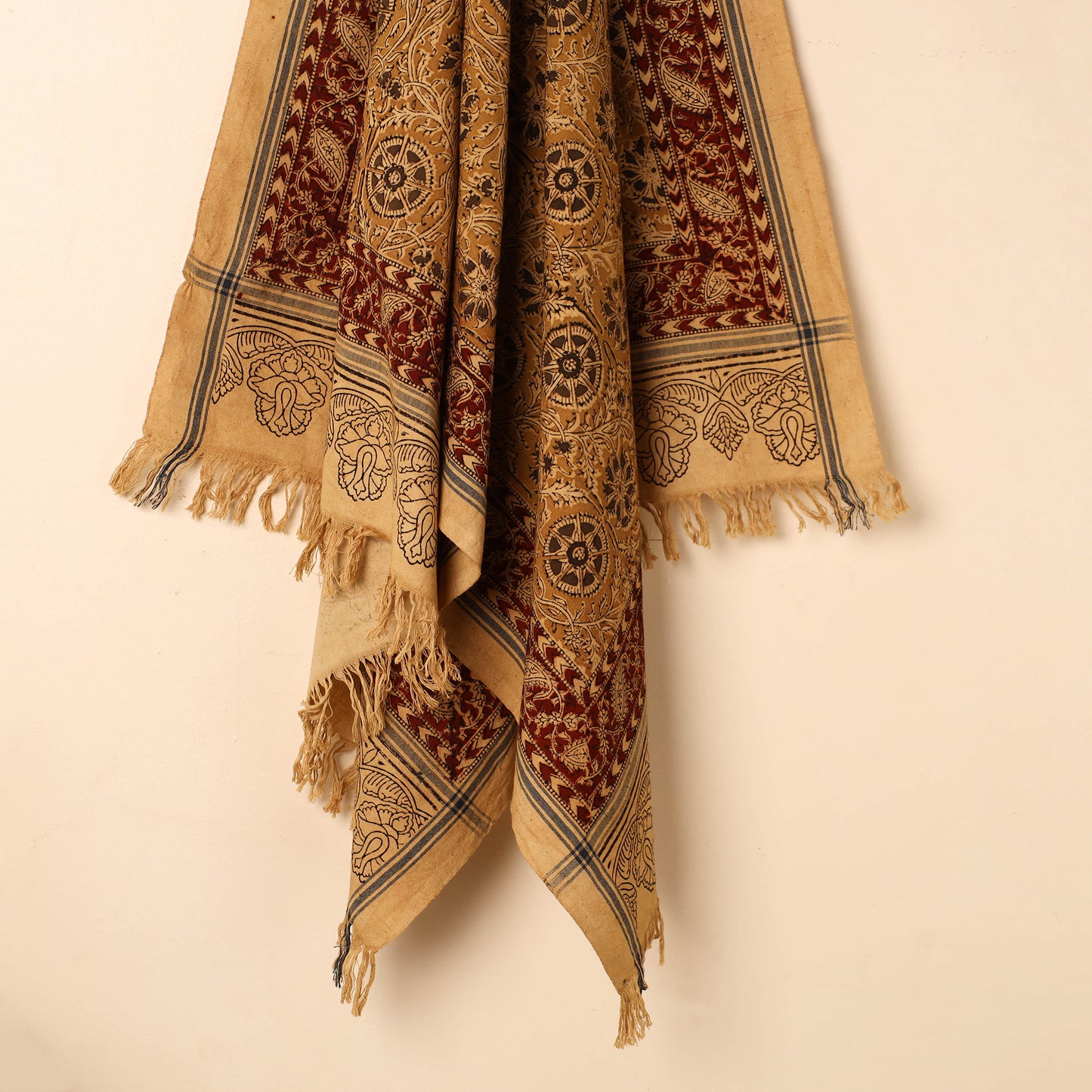 Brown - Handloom Cotton Block Printed Pedana Kalamkari Towel 18