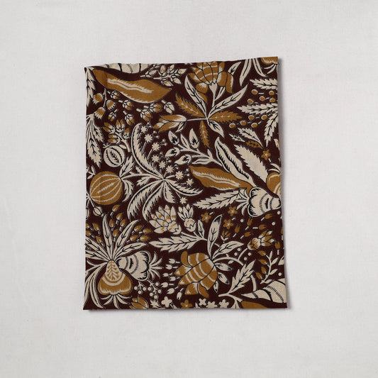 Brown - Kalamkari Printed Cotton Precut Fabric (0.7 meter) 24