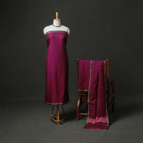 Dharwad Cotton Plain Thread Border Unstitched Dress Material: Kurta, Bottom & Dupatta 36
