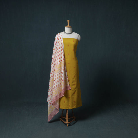 Jacquard Cotton Unstitched Dress Material: Kurta with Dupatta 20