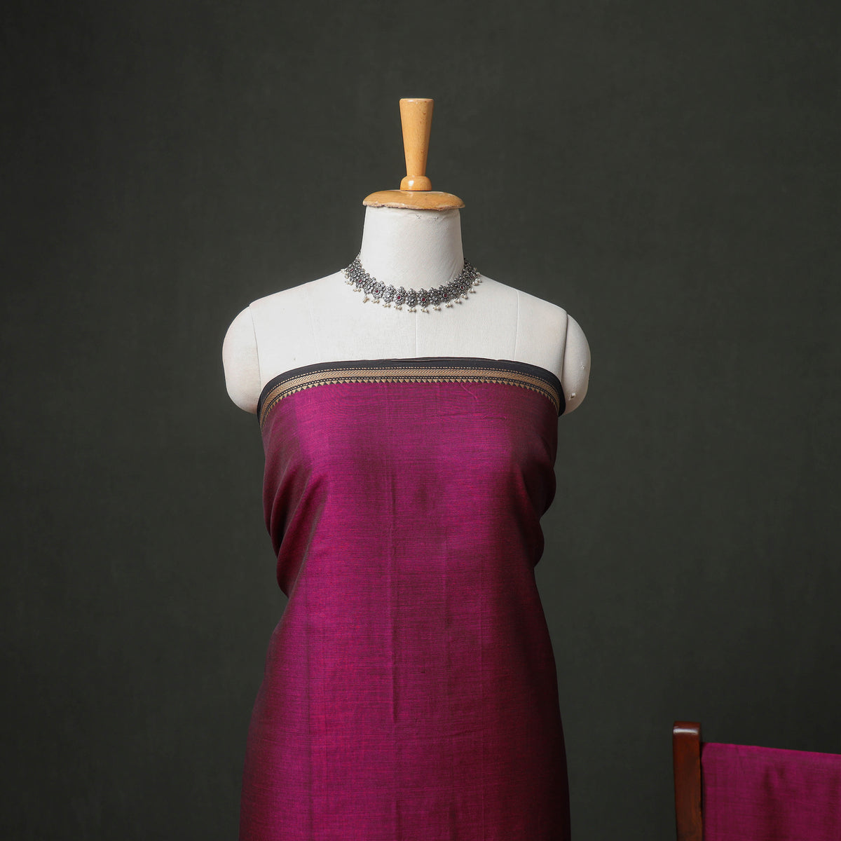 Dharwad Cotton Plain Thread Border Unstitched Dress Material: Kurta, Bottom & Dupatta 36