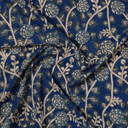 Blue - Kalamkari Printed Cotton Precut Fabric (1.15 meter) 25
