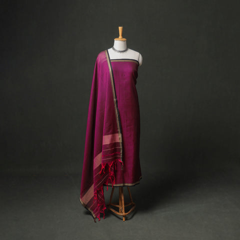 Dharwad Cotton Plain Thread Border Unstitched Dress Material: Kurta, Bottom & Dupatta 36