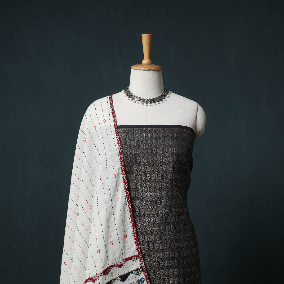 Banarasi Brocade Viscose Unstitched Dress Material: Kurta with Dupatta 01