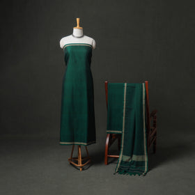 Dharwad Cotton Plain Thread Border Unstitched Dress Material: Kurta, Bottom & Dupatta 37