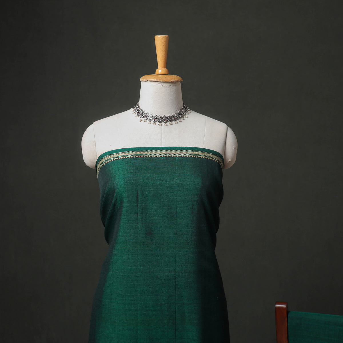 Dharwad Cotton Plain Thread Border Unstitched Dress Material: Kurta, Bottom & Dupatta 37