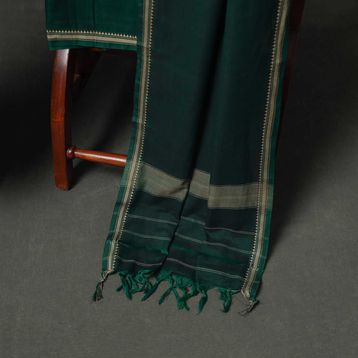 Dharwad Cotton Plain Thread Border Unstitched Dress Material: Kurta, Bottom & Dupatta 37