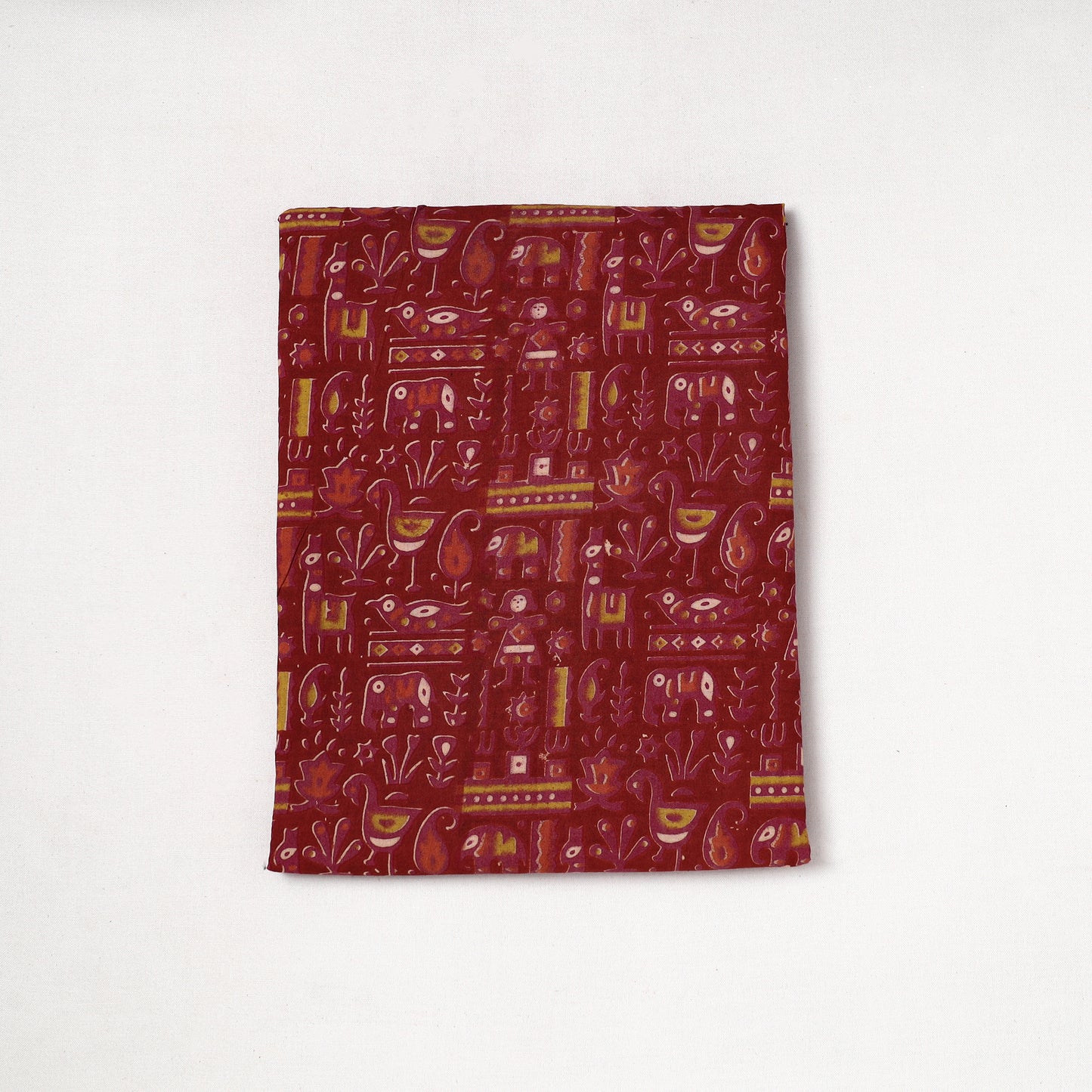 Maroon - Kalamkari Printed Cotton Precut Fabric (1.5 meter) 28