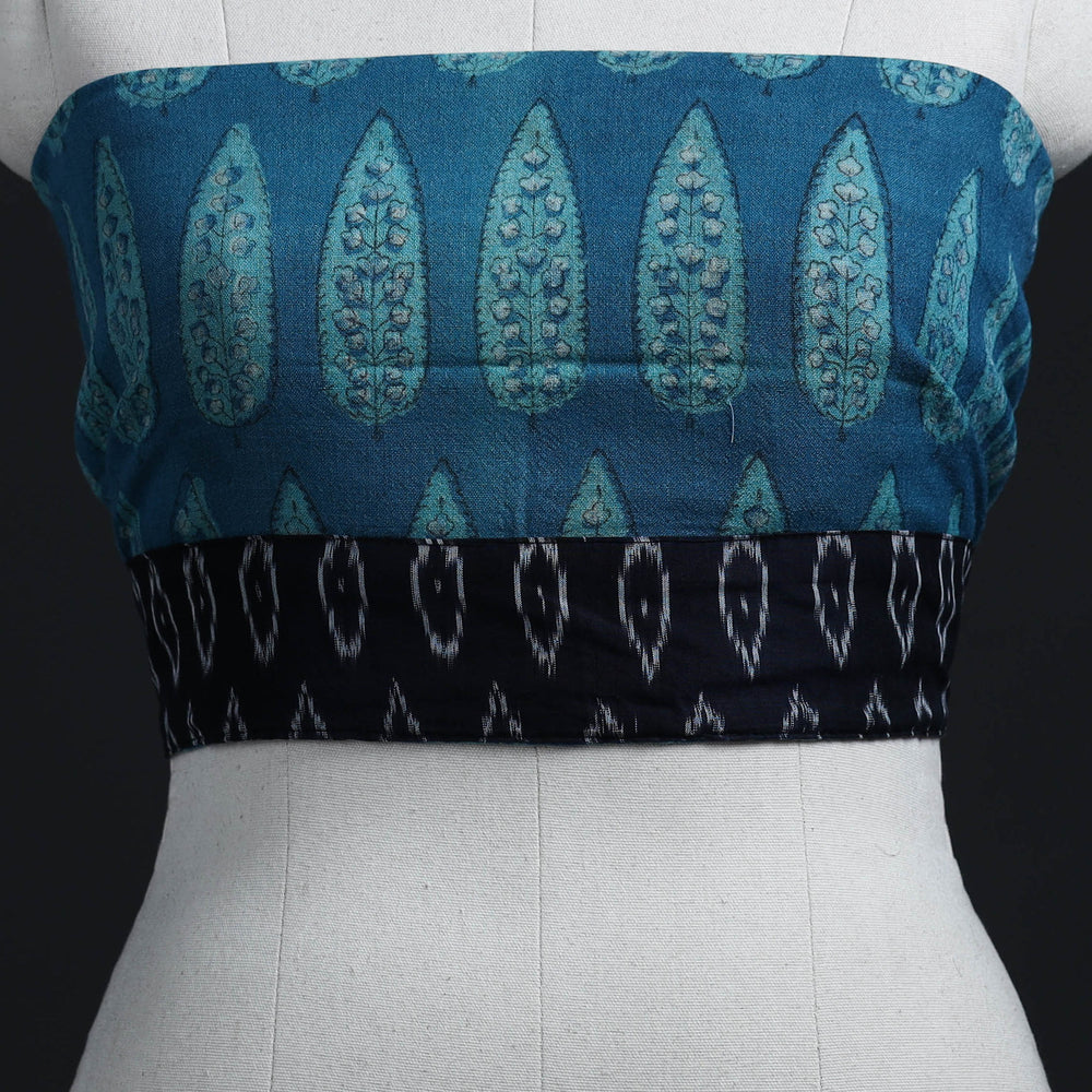 Blue - Block Print Woollen Akola Blouse Piece 26