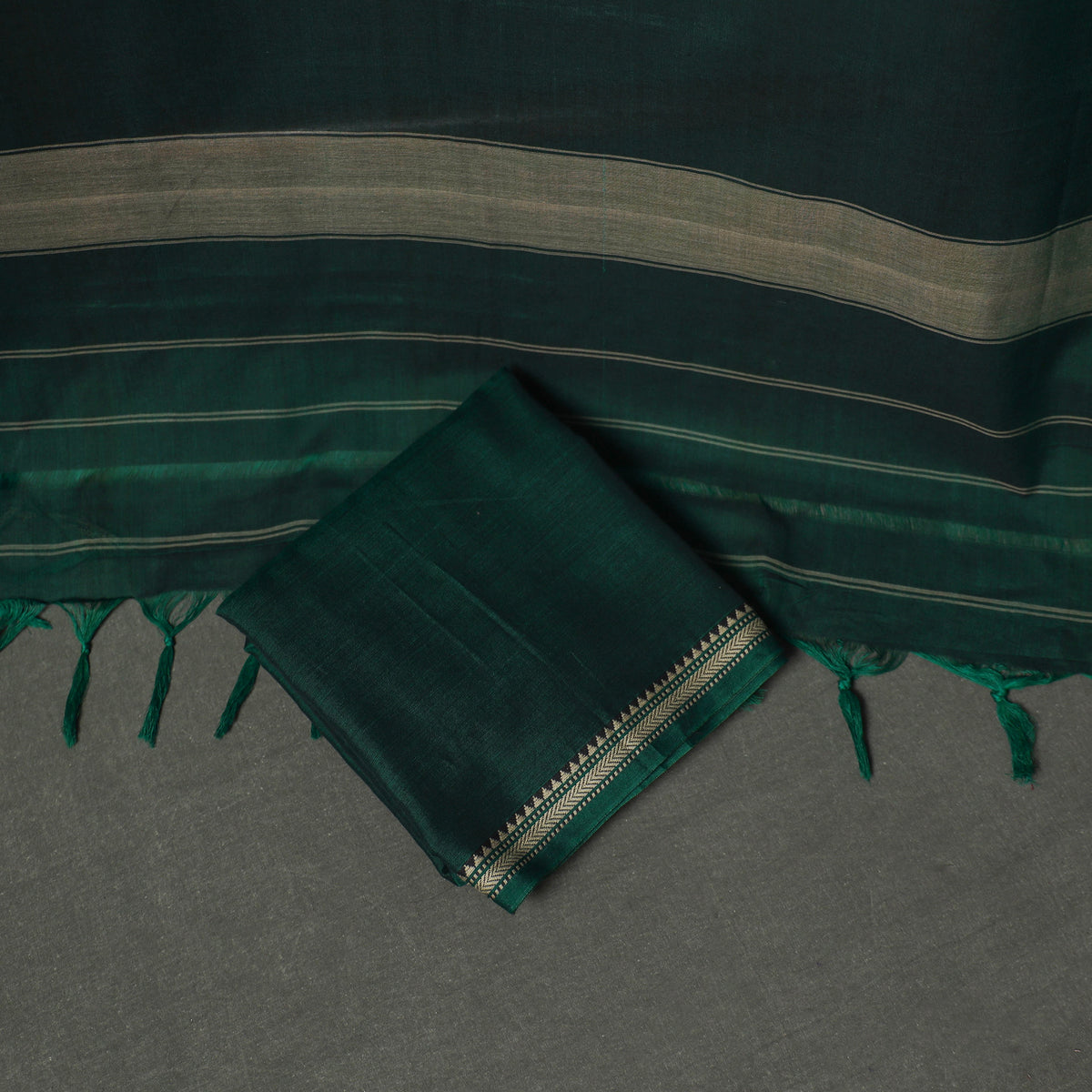 Dharwad Cotton Plain Thread Border Unstitched Dress Material: Kurta, Bottom & Dupatta 37
