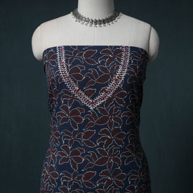 Ajrakh Block Print Natural Dyed Cotton Unstitched Dress Material: Kurta with Dupatta 03