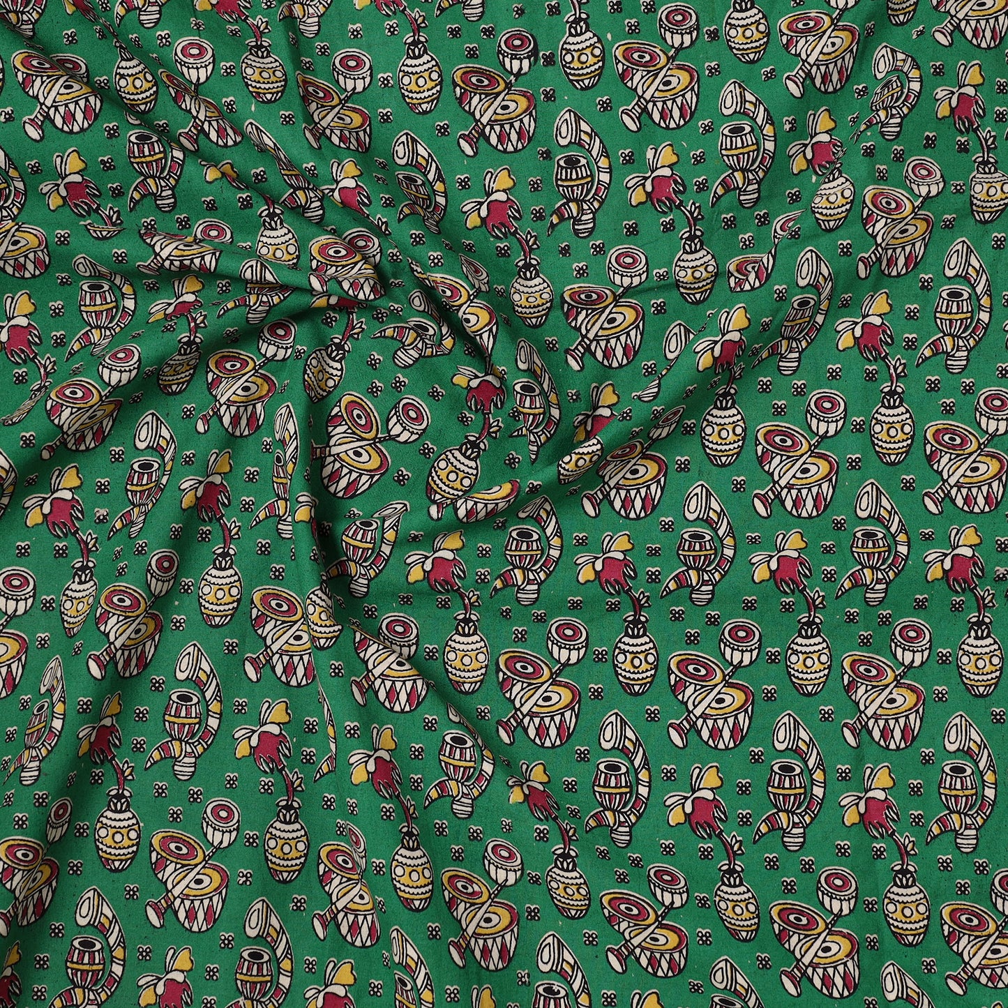 Green - Kalamkari Printed Cotton Precut Fabric (1.9 meter) 29