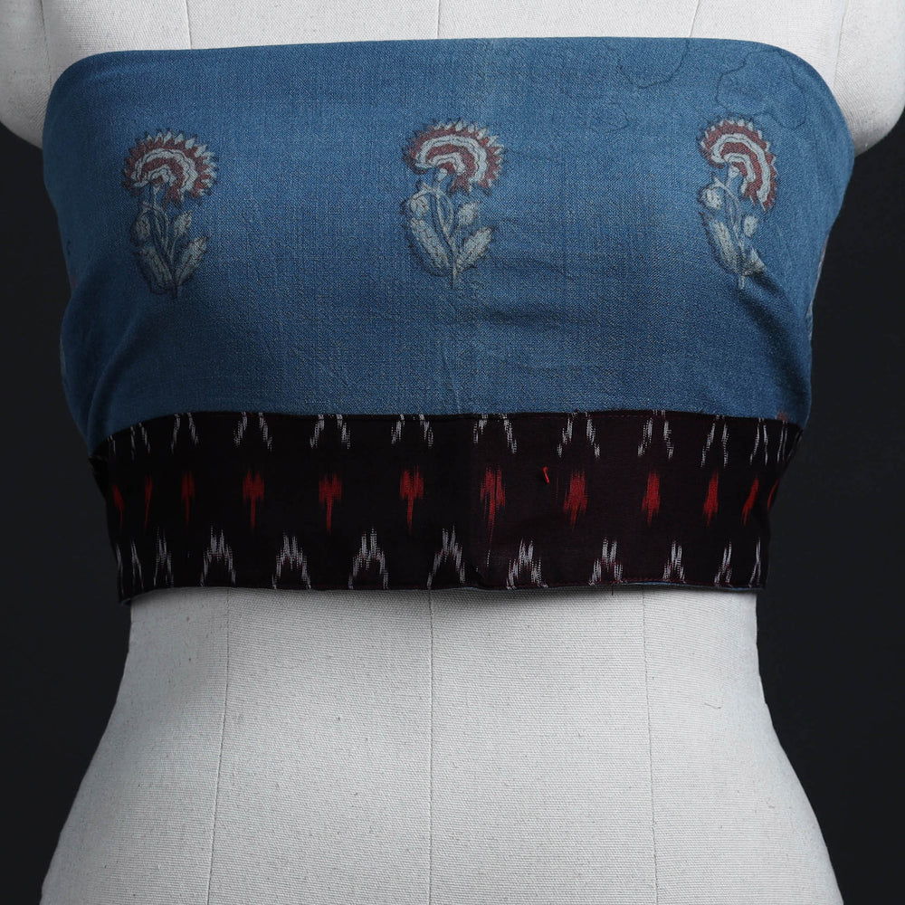 Blue - Block Print Woollen Akola Blouse Piece 28