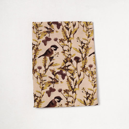 Beige - Kalamkari Printed Cotton Precut Fabric (1.8 meter) 31