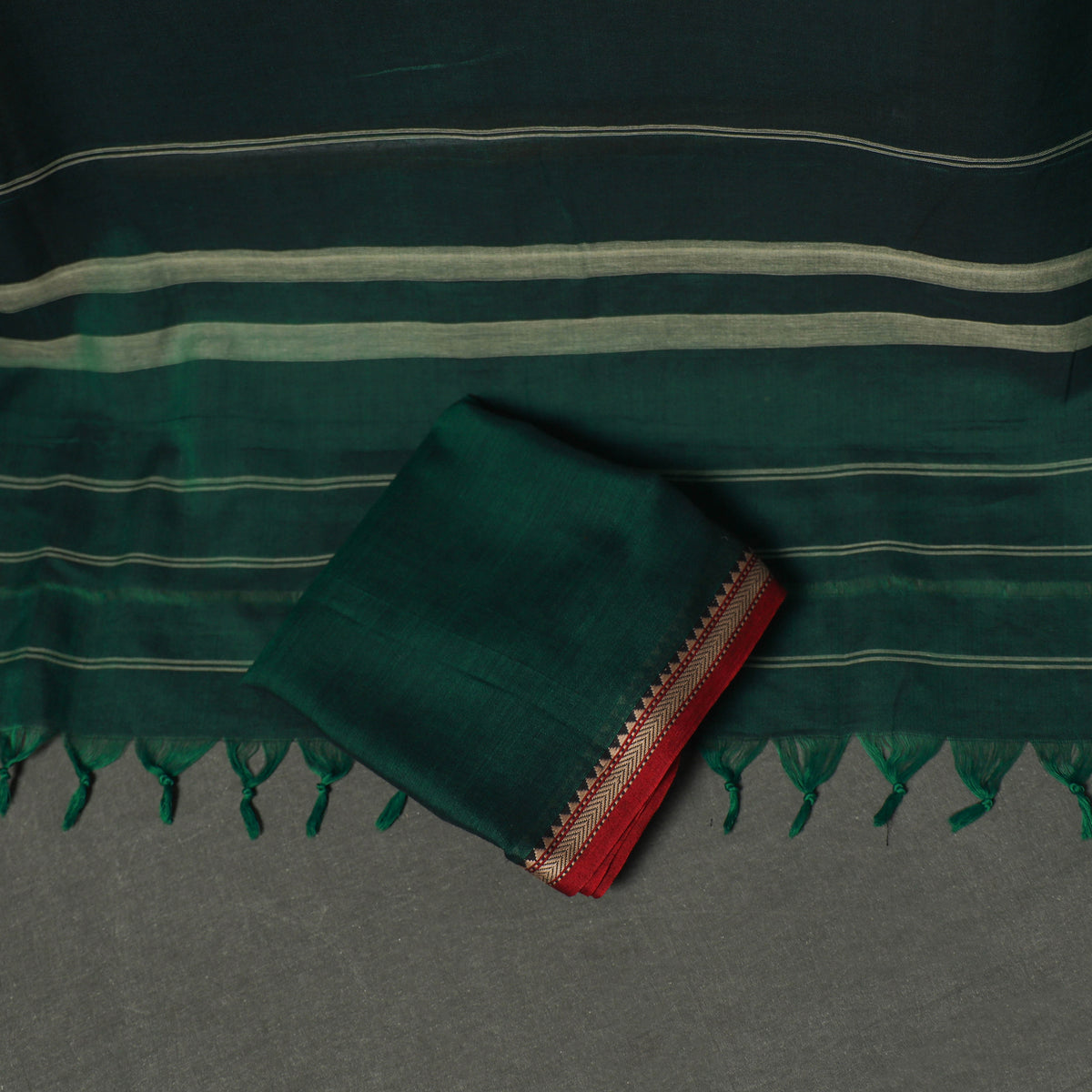 Dharwad Cotton Plain Thread Border Unstitched Dress Material: Kurta, Bottom & Dupatta 38