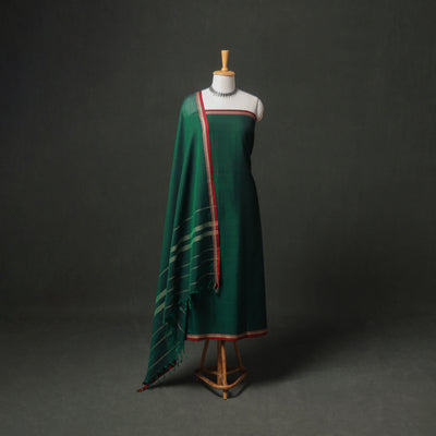 Dharwad Cotton Plain Thread Border Unstitched Dress Material: Kurta, Bottom & Dupatta 38